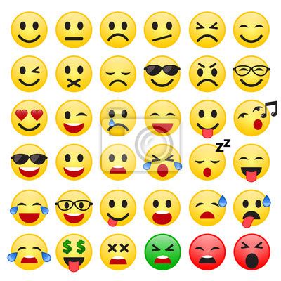 Obraz Emoji Smiley Set Emoticon Cartoon Emojis Symbol Chat Objects Na