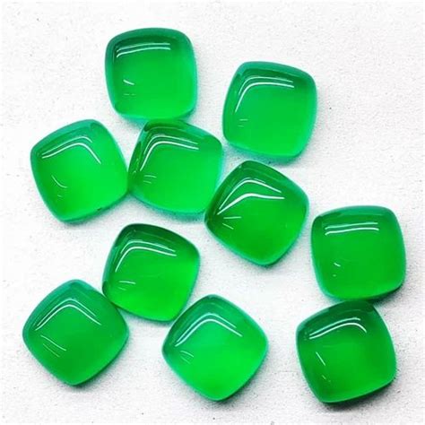 Natural Green Onyx Cushion Shape Calibrated Flat Back Cabochon Gemstone