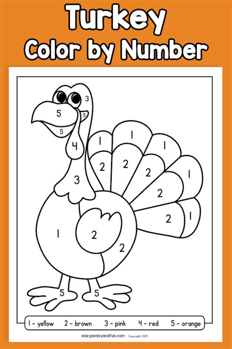 Turkey Color By Number Easy Peasy And Fun Membership