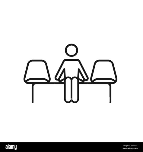 Waiting Room Icon Black Thick Outline Three Chairs With A Human