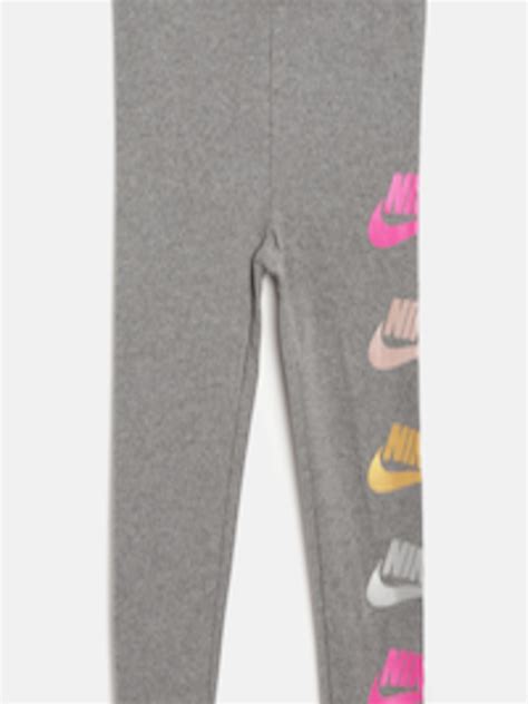 Buy Nike Girls Grey Melange And Pink Futura Shine Brand Logo Print Tights Tights For Girls