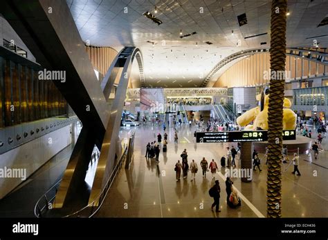 Interior Of The New Hamad International Airport In Doha Qatar Stock