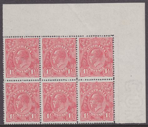 Stampy Stamps KGV Heads Single Wmk 1½d Red MUH WMK INVERTED BLOCK