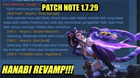 PATCH NOTE 1 7 29 HANABI REVAMP HAYABUSA BEATRIX YVE BUFF