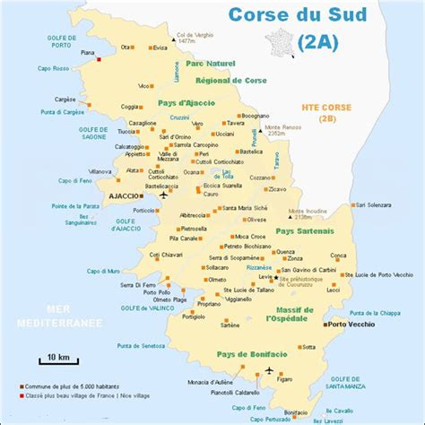 Pr Sentation Imagen Carte De La Corse Du Sud Avec Les Villes Fr