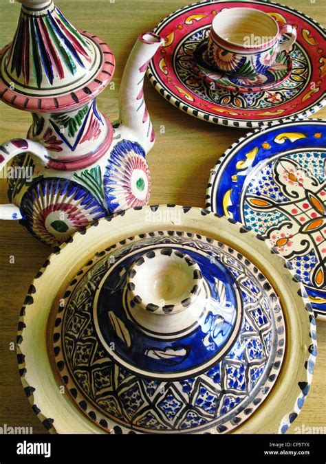 Handmade Ceramics From Tunisia Stock Photo Alamy