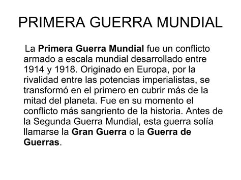 La Primera Guerra Mundial Ppt