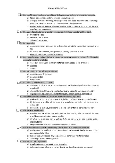 Ex Menes Derecho Preguntas En Relaci N Con La Aplicaci N Anal Gica