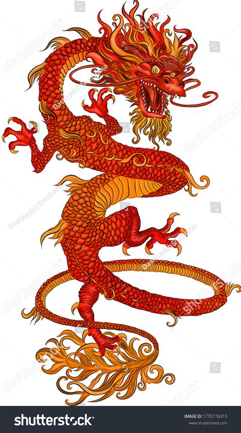 Vektor Stok Red Traditional Chinese Dragon Symbol Vector Tanpa Royalti