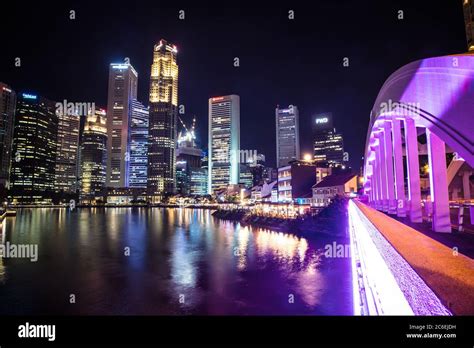 Singapore CBD Skyline at Night Stock Photo - Alamy