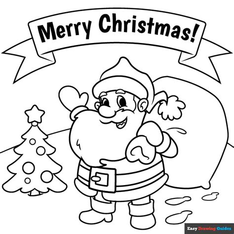 Merry Christmas Coloring Page Easy Drawing Guides