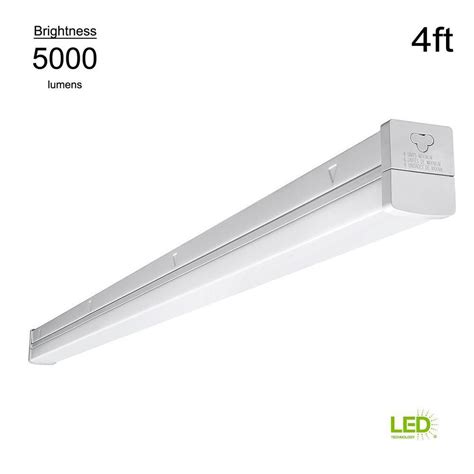 Eti 4 Ft 100 Watt Equivalent Integrated Led White Strip Light Fixture 5000k Linkable High