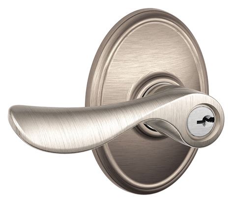 Schlage Door Lever Lockset F Champagne Wakefield Satin Nickel