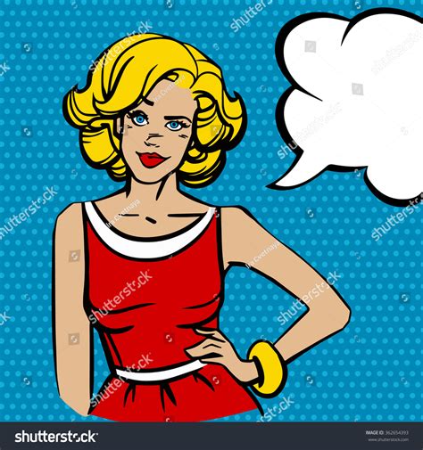 Pop Art Blonde Woman Red Lips Stock Vector 362654393 Shutterstock