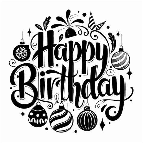 Happy Birthday Calligraphy Lettering With Ornaments Premium Ai