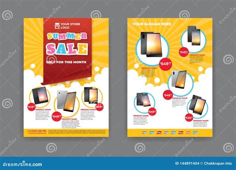 2 Sides Flyer Template For Summer Sale Promotion Stock Vector