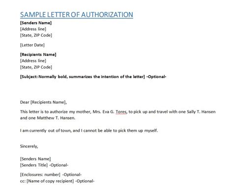 Useful Authorization Letter Format Samples Templates Day To