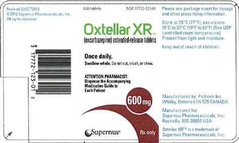 Oxtellar XR Package Insert Drugs