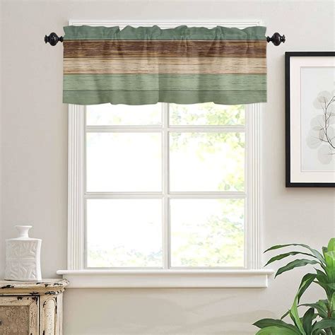 Amazon YESOF66 Rustic Sage Green And Brown Window Valances For