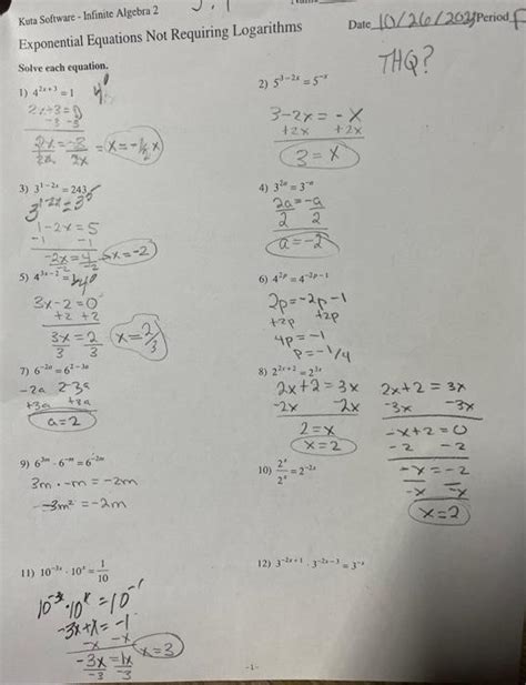 Solved Kuta Software Infinite Algebra 2 Exponential