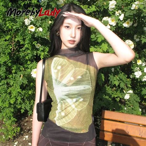 Genayooa Y K Mesh Tops Sleeveless Tshirts Patchwork Tank Tops Korean