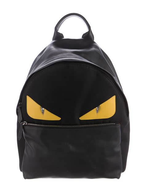 Fendi Monster Leather Trimmed Backpack Black Backpacks Bags