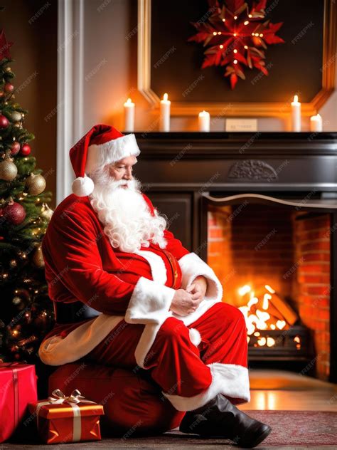 Premium AI Image | Surprised Santa Claus in a beautiful room next to ...