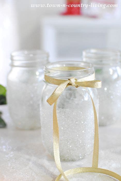 Frosted Mason Jar Votives Easy DIY Holiday Decor Town Country