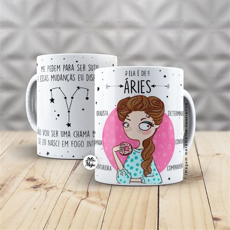 Caneca Personalizada Signos Zodiaco Anivers Rio Aries Elo