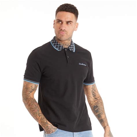 Buy Ben Sherman Mens Collar Interest Polo Black