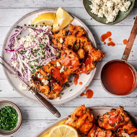 Grilled Buffalo Chicken Thighs With Blue Cheese Slaw Recipe Cart