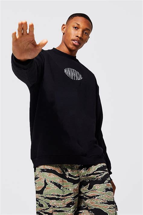 Oversized Extended Neck Man Sweatshirt Boohoo Uk