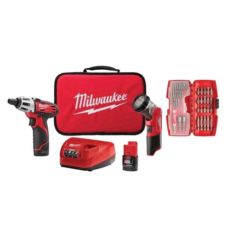 Milwaukee M12 12-Volt Lithium-Ion Cordless 1/4 in. Hex Screwdriver/LED ...