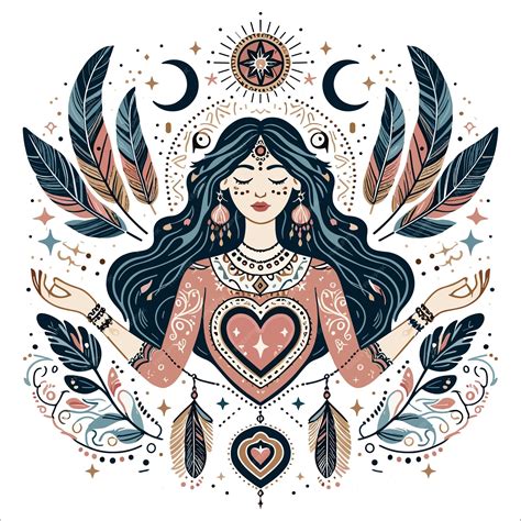 Premium Vector Boho Sacred Heart Reiki Magic Woman Mystical Symbol