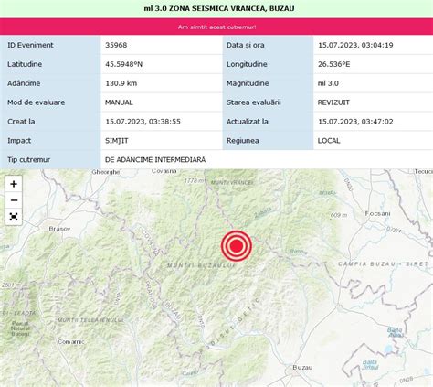 A fost cutremur în România în această dimineaţă Unde a avut loc seismul