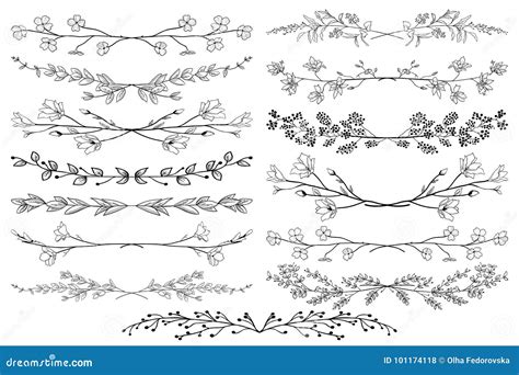 Divisores Pretos Do Vetor Ramos Plantas E Flores Ilustra O Do