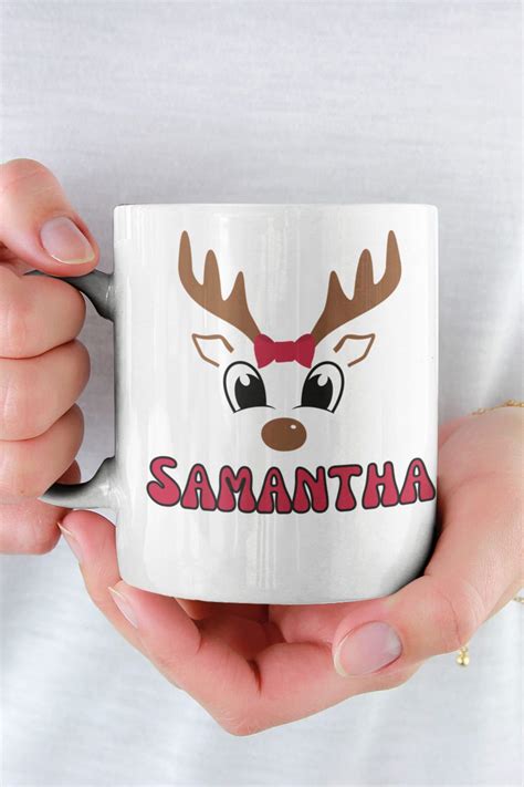 Personalized Christmas Reindeer Mug Personalized Christmas Mug