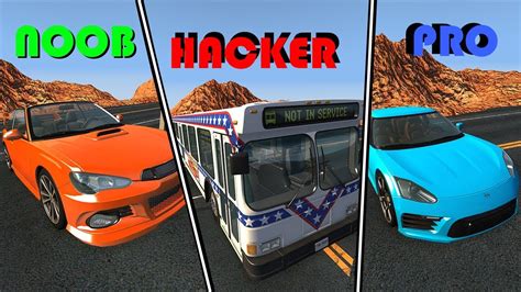 Beamng Drive Noob Vs Pro Vs Hacker 1 Crashes And Stunts Youtube