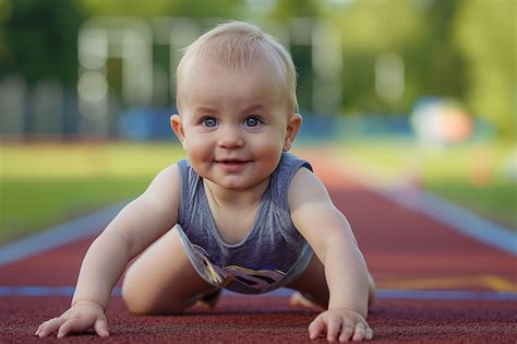 Premium Photo Baby Athlete Participating In A Track And Field Event