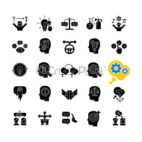 Critical Thinking Black Glyph Icons Set On White Space Stock Vector 4223057 Crushpixel