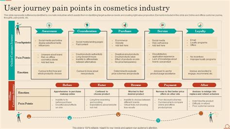 User Journey Pain Points In Cosmetics Industry PPT Sample