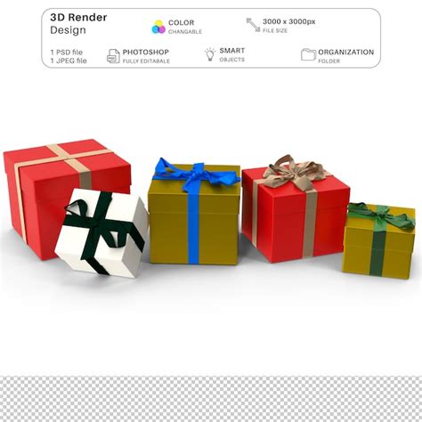 Premium PSD Christmas Gift Boxes 3d Modeling Psd File Realistic