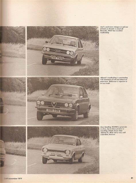 Alfa Romeo Alfasud Ti Audi 80 Gt And Ford Escort Rs2000 Mk1 Group Road