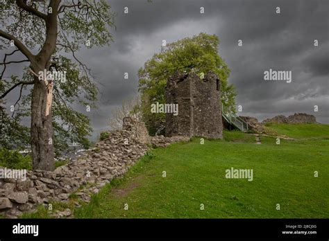 Kendal Castle and Stone Wall Stock Photo - Alamy