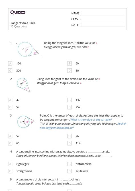 50 Tangent Lines Worksheets On Quizizz Free And Printable