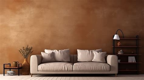 Contemporary And Inviting Living Room With A Stylish Brown Wall Texture