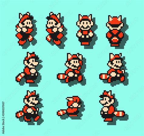 Set Of Mario Cat Moves Art Of Super Mario Bros 3 Classic Video Game