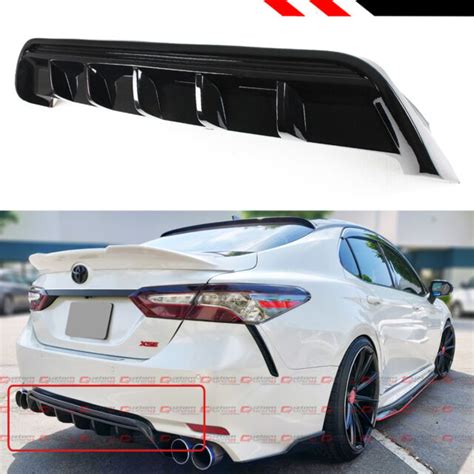 For 2018 2020 Toyota Camry Se Xse Gt Shark Fin Glossy Black Rear Bumper Diffuser Ebay