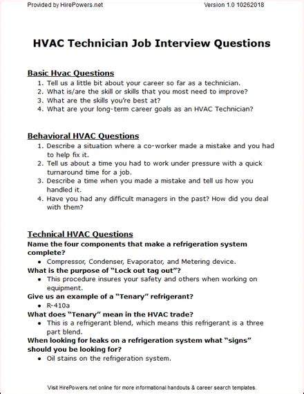 HVAC Technician Job Interview Questions and Answers