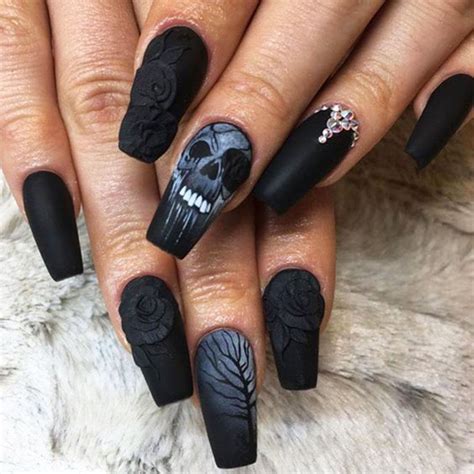 17 Best Coffin Shape Nail Designs Beautyholo Halloween Nail Designs